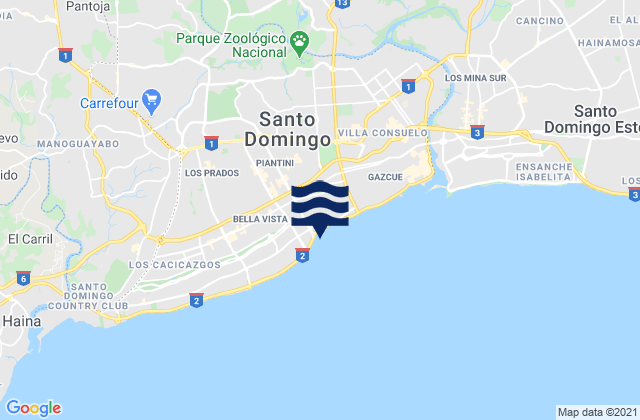 Mappa delle maree di Santo Domingo De Guzmán, Dominican Republic