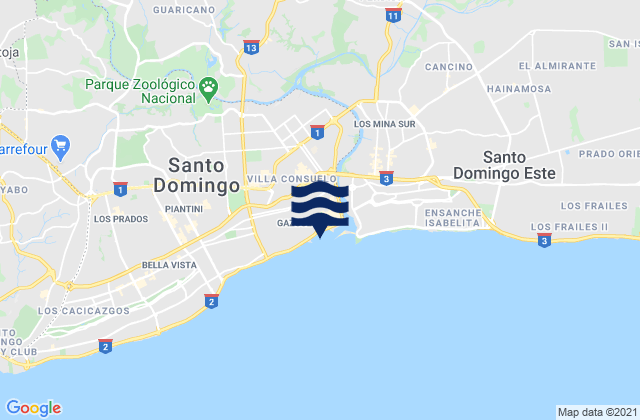 Mappa delle maree di Santo Domingo, Dominican Republic