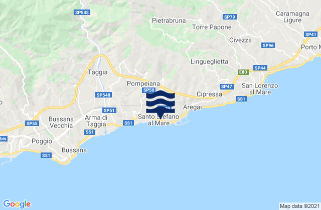 Mappa delle maree di Santo Stefano al Mare, Italy