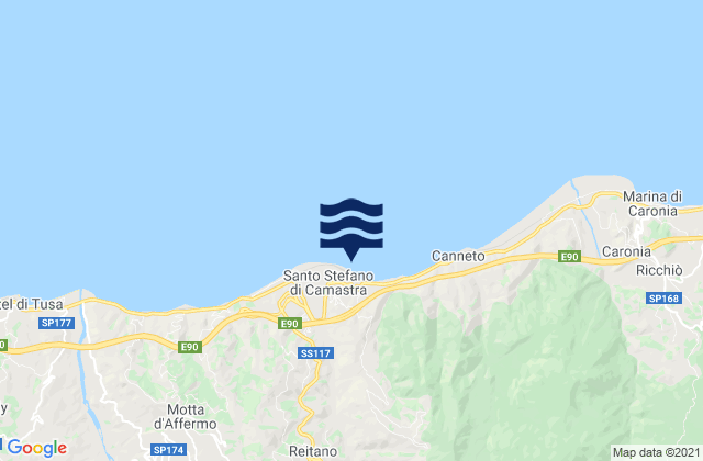 Mappa delle maree di Santo Stefano di Camastra, Italy