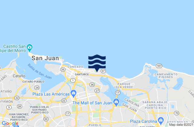 Mappa delle maree di Santurce Barrio, Puerto Rico