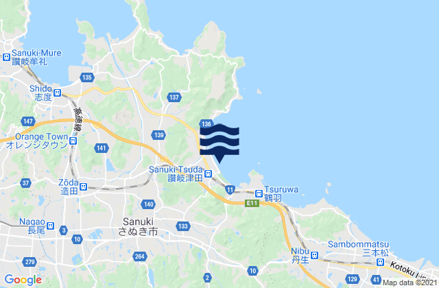 Mappa delle maree di Sanuki-shi, Japan