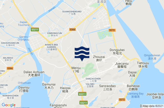 Mappa delle maree di Sanzao, China