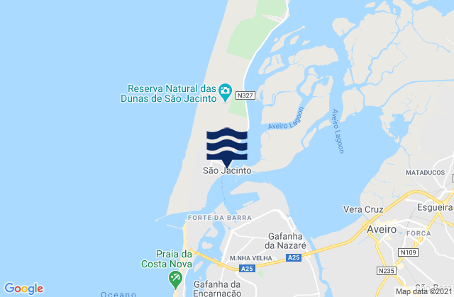 Mappa delle maree di Sao Jacinto, Portugal