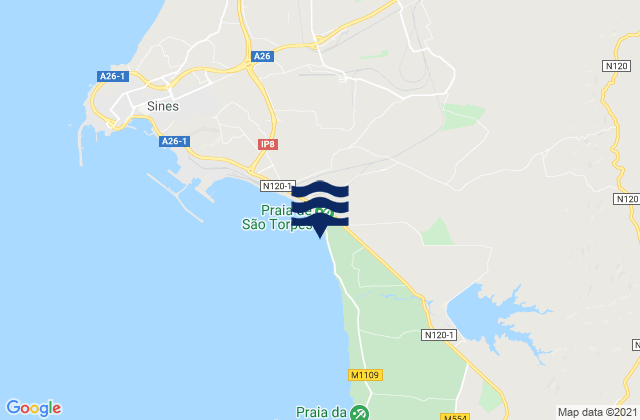 Mappa delle maree di Sao Torpes, Portugal