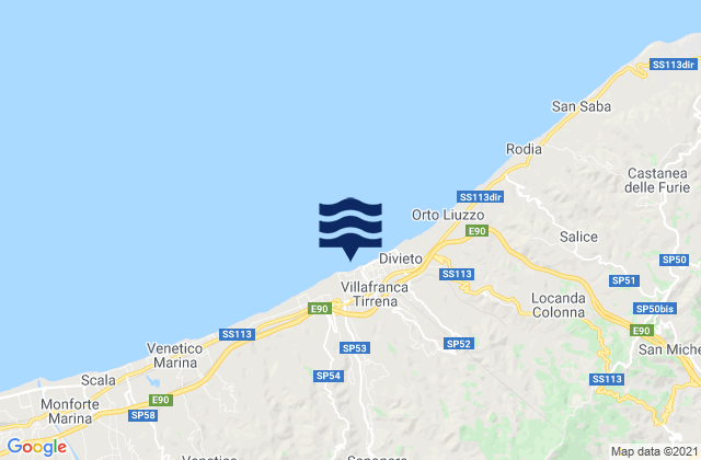 Mappa delle maree di Saponara Marittima, Italy