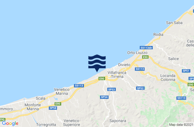Mappa delle maree di Saponara, Italy