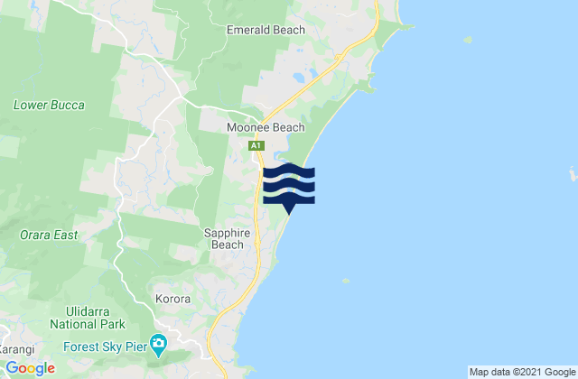 Mappa delle maree di Sapphire Beach, Australia