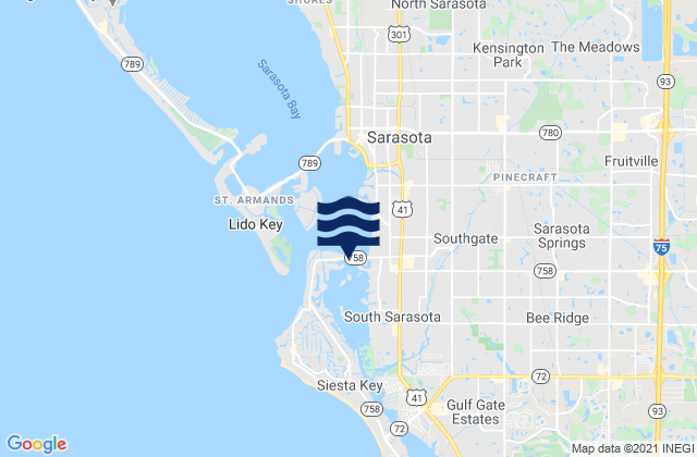 Mappa delle maree di Sarasota Bay south end bridge, United States