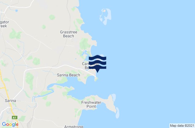 Mappa delle maree di Sarina Beach, Australia