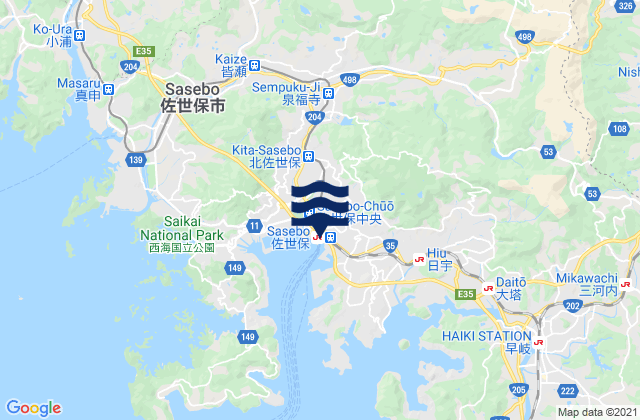 Mappa delle maree di Sasebo, Japan