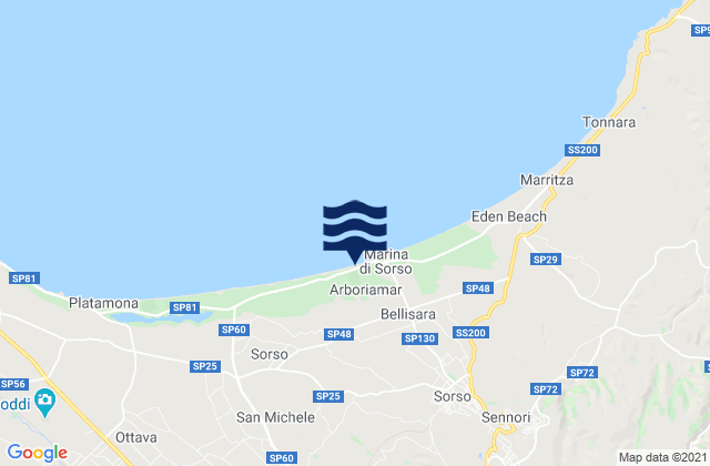 Mappa delle maree di Sassari, Italy