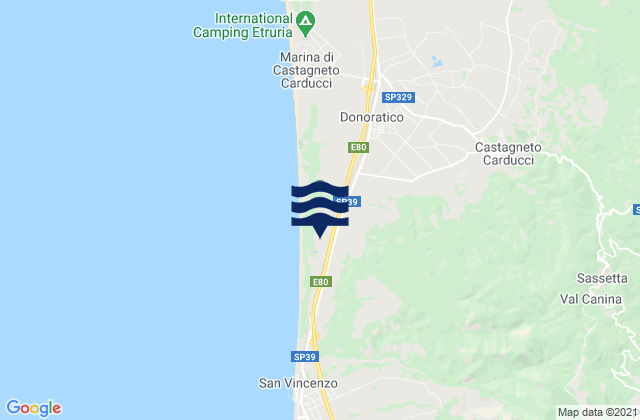 Mappa delle maree di Sassetta, Italy