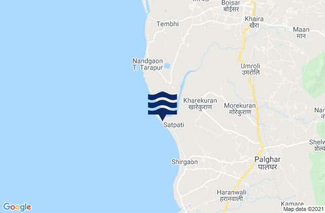 Mappa delle maree di Satpati, India