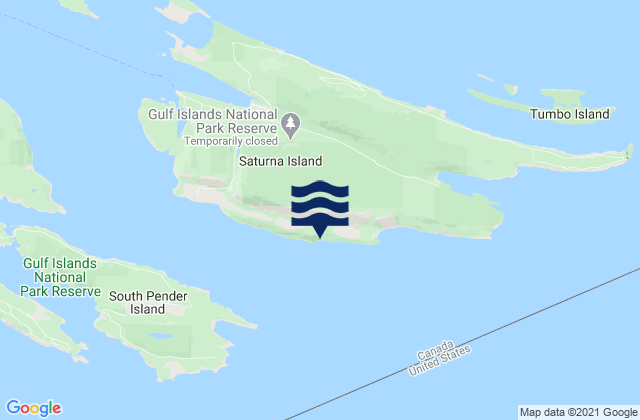 Mappa delle maree di Saturna Island, Canada