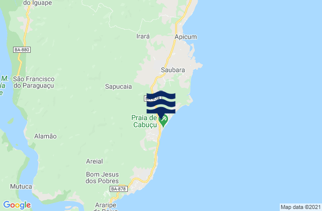 Mappa delle maree di Saubara, Brazil