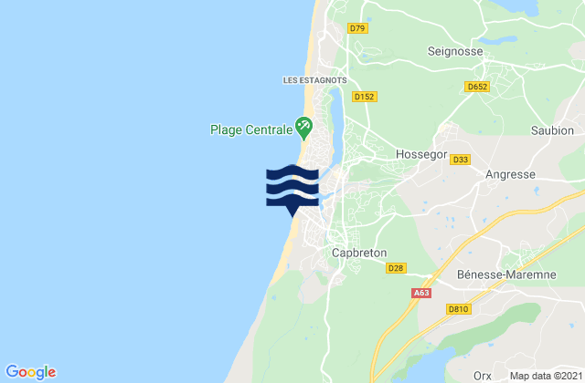 Mappa delle maree di Saubrigues, France