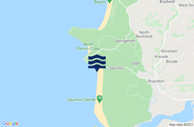 Mappa delle maree di Saunton Sands Beach, United Kingdom