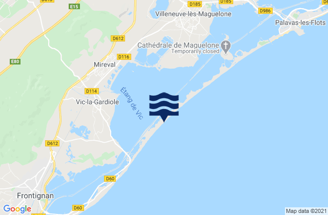 Mappa delle maree di Saussan, France