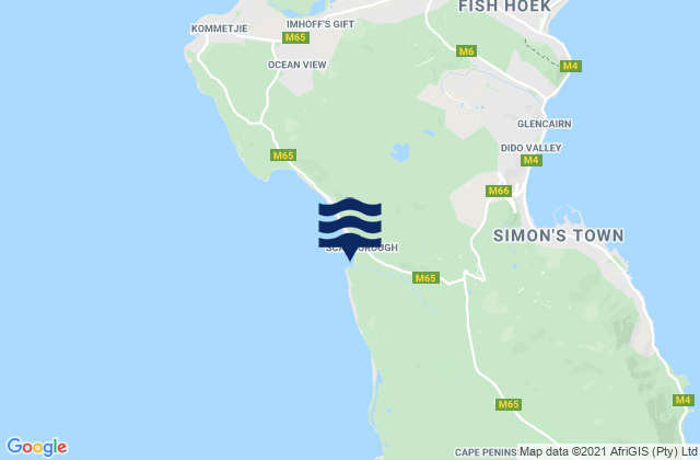 Mappa delle maree di Scarborough Beach, South Africa