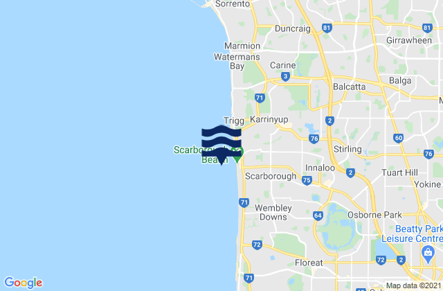 Mappa delle maree di Scarborough Beach, Australia