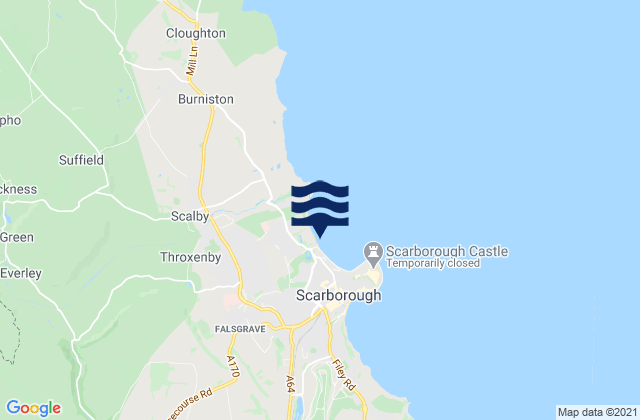 Mappa delle maree di Scarborough North Bay Beach, United Kingdom