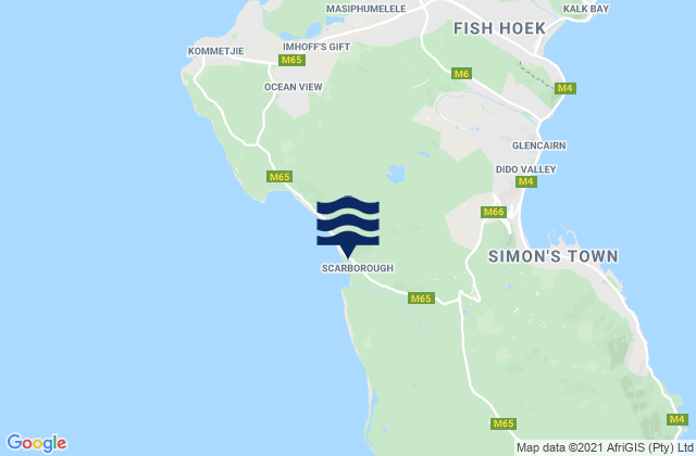 Mappa delle maree di Scarborough Point, South Africa