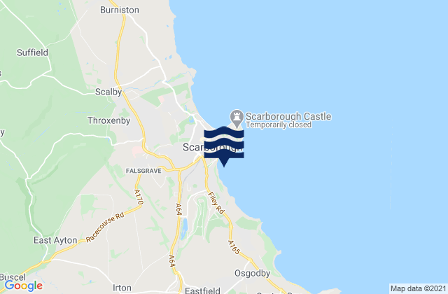 Mappa delle maree di Scarborough South Bay Beach, United Kingdom
