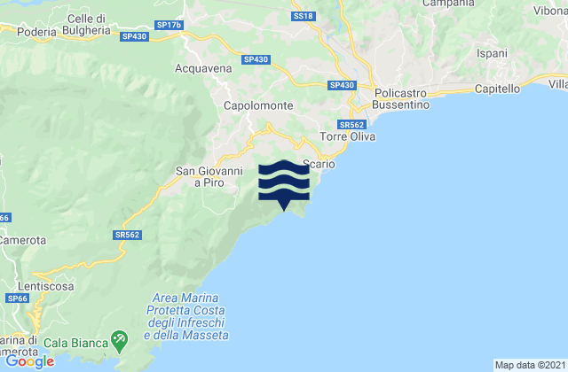 Mappa delle maree di Scario, Italy