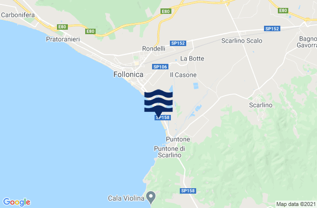Mappa delle maree di Scarlino Scalo, Italy