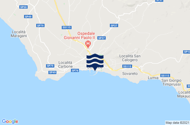 Mappa delle maree di Sciacca, Italy