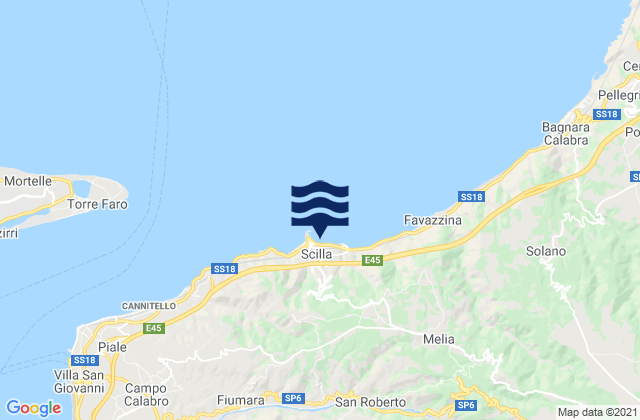 Mappa delle maree di Scilla, Italy