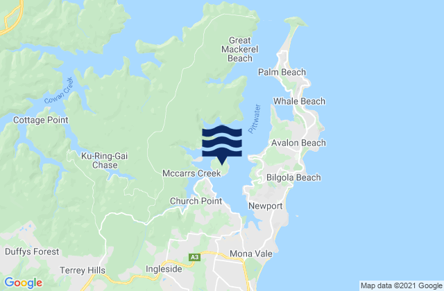 Mappa delle maree di Scotland Island, Australia