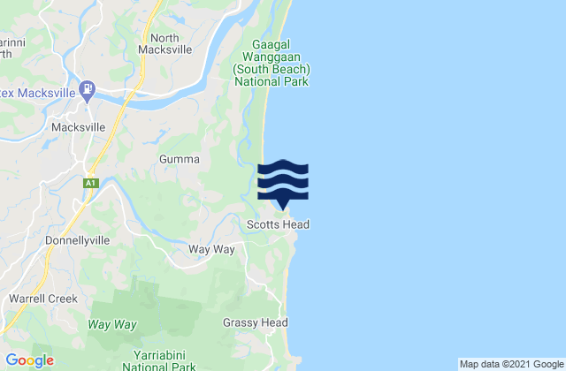Mappa delle maree di Scotts Head, Australia