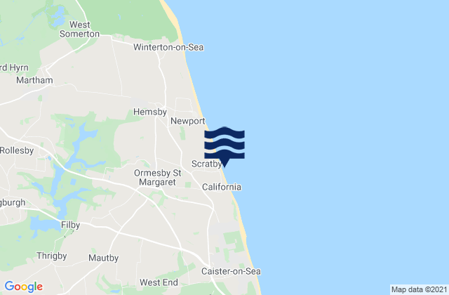 Mappa delle maree di Scratby Beach, United Kingdom
