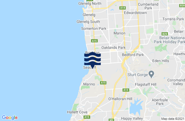 Mappa delle maree di Seacliff, Australia