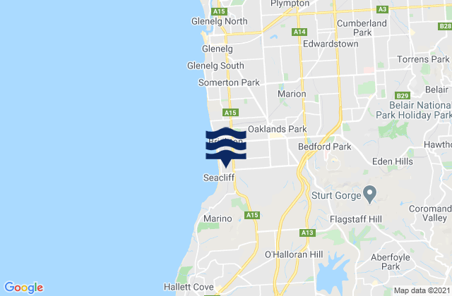 Mappa delle maree di Seacliff Park, Australia