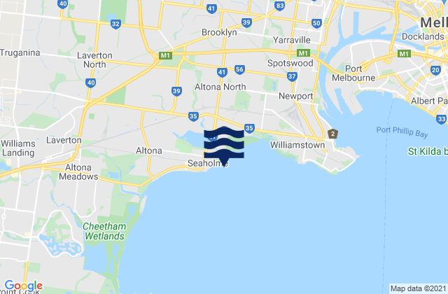 Mappa delle maree di Seaholme, Australia