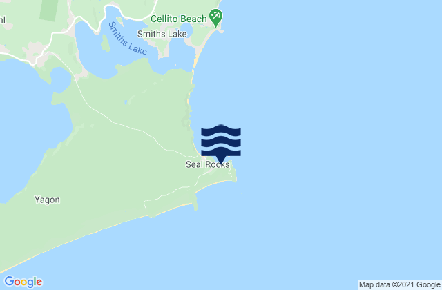 Mappa delle maree di Seal Rocks, Australia