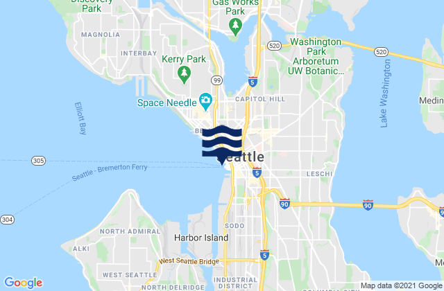 Mappa delle maree di Seattle (madison St ) Elliott Bay, United States