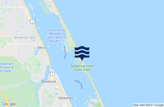 Mappa delle maree di Sebastian Inlet Bridge, United States