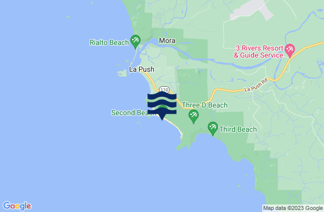 Mappa delle maree di Second Beach, United States