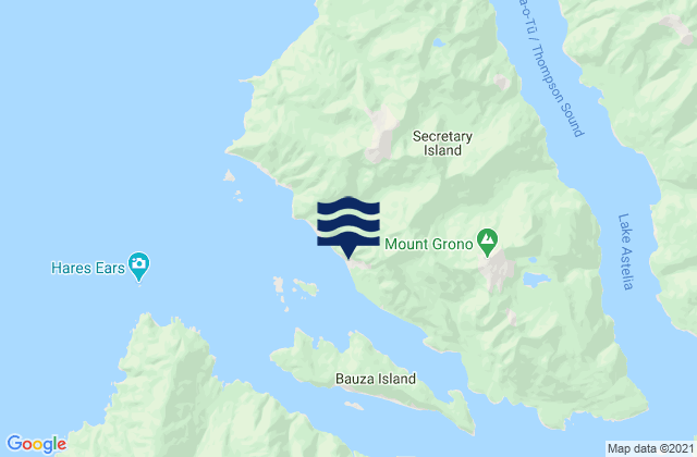 Mappa delle maree di Secretary Island, New Zealand