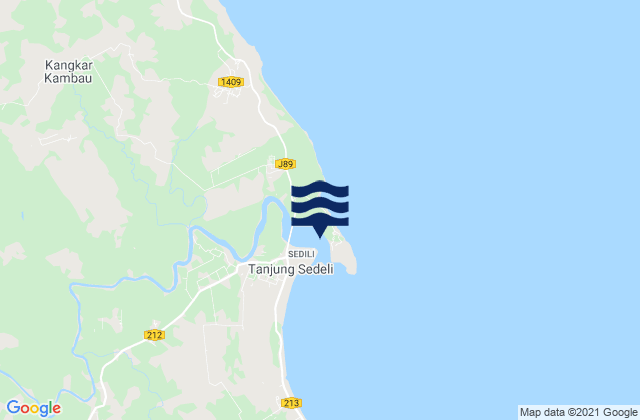 Mappa delle maree di Sedili, Malaysia
