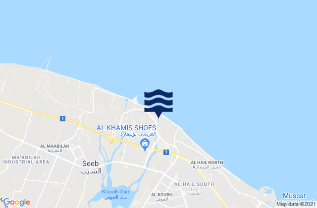Mappa delle maree di Seeb, Oman