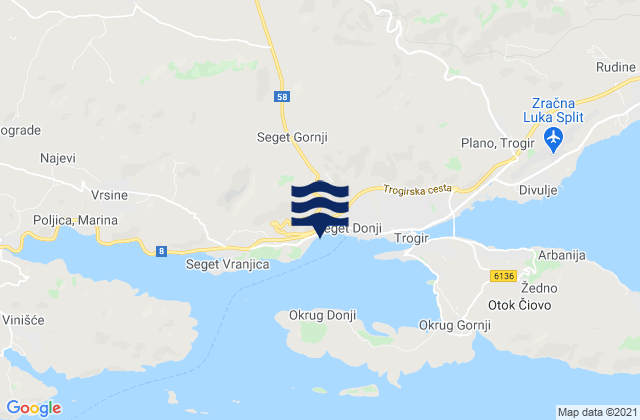 Mappa delle maree di Seget, Croatia