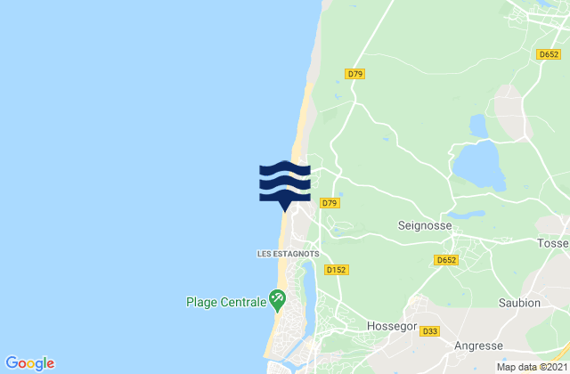 Mappa delle maree di Seignosse - Les Bourdaines, France