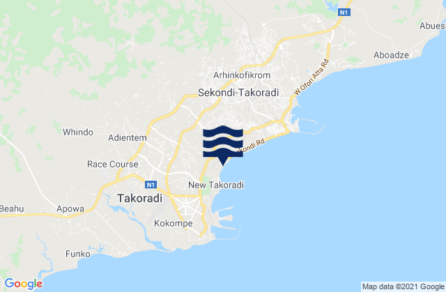 Mappa delle maree di Sekondi-Takoradi, Ghana