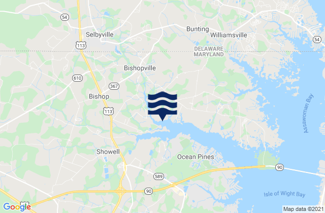 Mappa delle maree di Selbyville, United States