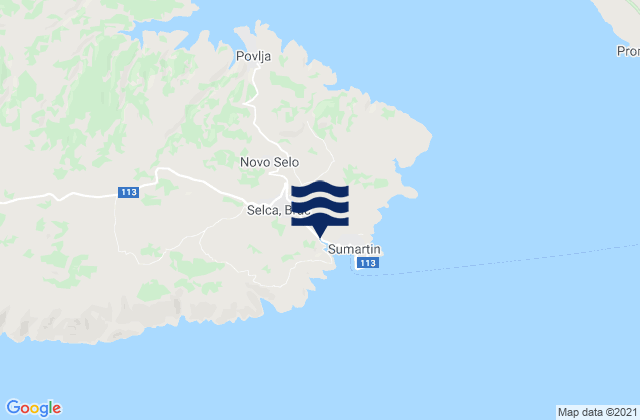 Mappa delle maree di Selca, Croatia